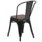 Merrick Lane Amsterdam Series Dining Chair - Blue Metal Frame - Textured Wooden Seat - Slatted, Curved Back